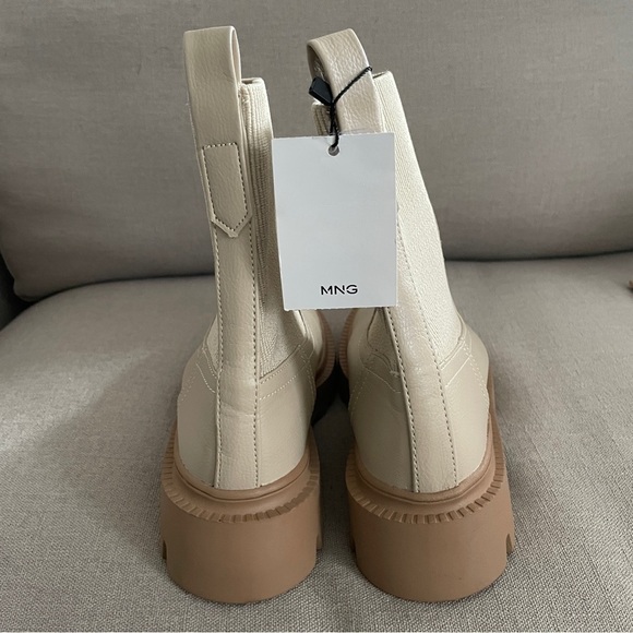 Mango Platform Track-Sole Ankle Boots Ecru Ivory Women’s Size EU 38 US 7.5 - Picture 3 of 12